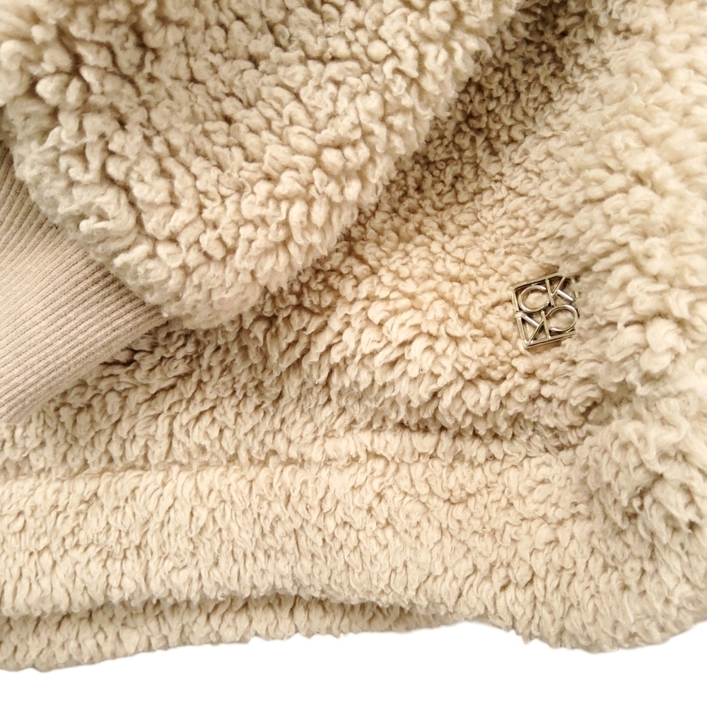 Calvin Klein Tan Teddy Sherpa Quarter Zip Jacket - Picture 7 of 10